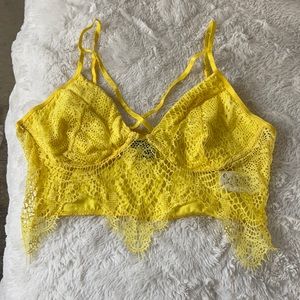 Yellow Lace Crop Top